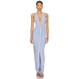 Norma Kamali Neck-strap evening dress with tie closure at the front